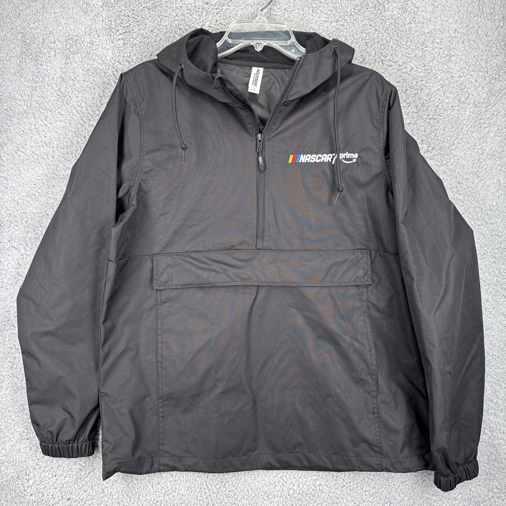 NASCAR on Prime Windbreaker Rain Jacket Mens Small Pullover 1/4 Zip Black